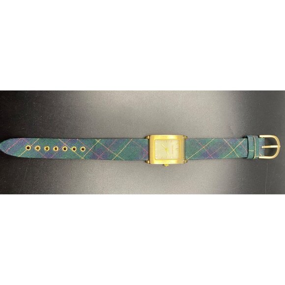 Womens Pendleton Tartan Plaid Fabric Band Watch Gold Tone New Battery LOOK READ - Picture 2 of 7